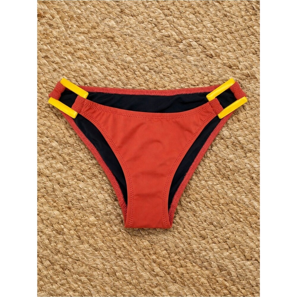 NWT Solid & Striped Tatum Bikini Bottom Size XS Rust Orange Cheeky Acrylic Clip